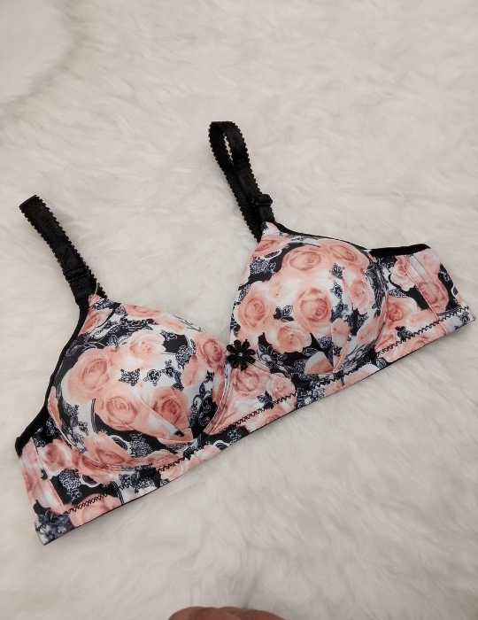 Rose Printed Padded Bra – Elegant and Comfortable Lingerie | BelleNisa